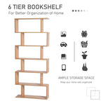 6-tier bookshelf with open cubby shelves in maple wood-effect finish