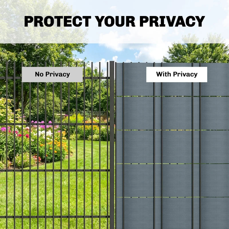 Grey privacy screen fence panel set showing with-privacy coverage