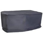Grey rectangular outdoor furniture cover with flat top and straight fitted sides