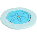 Light blue round balance board with raised star center and wooden ball
