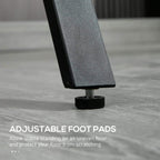 Adjustable table foot with black rubber base under the black steel leg