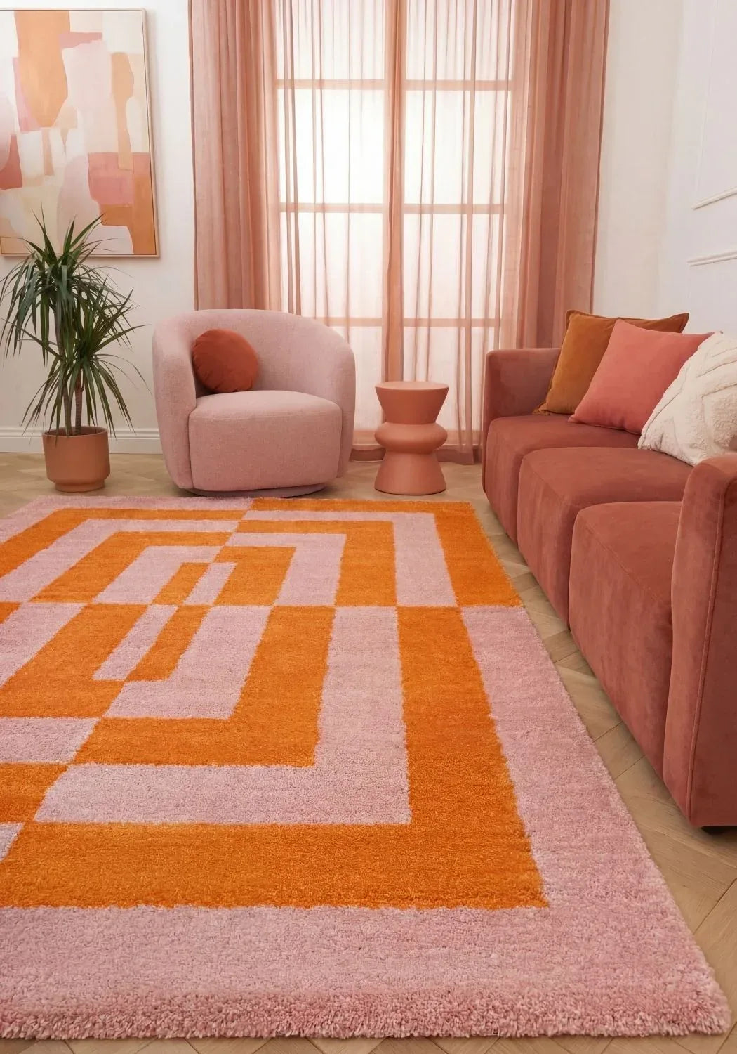 Joli_Geometric_Orange_Pink - Bobobiy