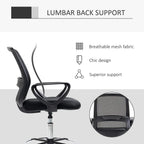 Black mesh back lumbar-support drafting chair with cushioned seat and swivel base