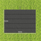 Dark grey pergola replacement canopy fabric with marked size 3.5 m by 2.6 m