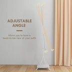 White standing mirror with adjustable angle stand for full-length viewing