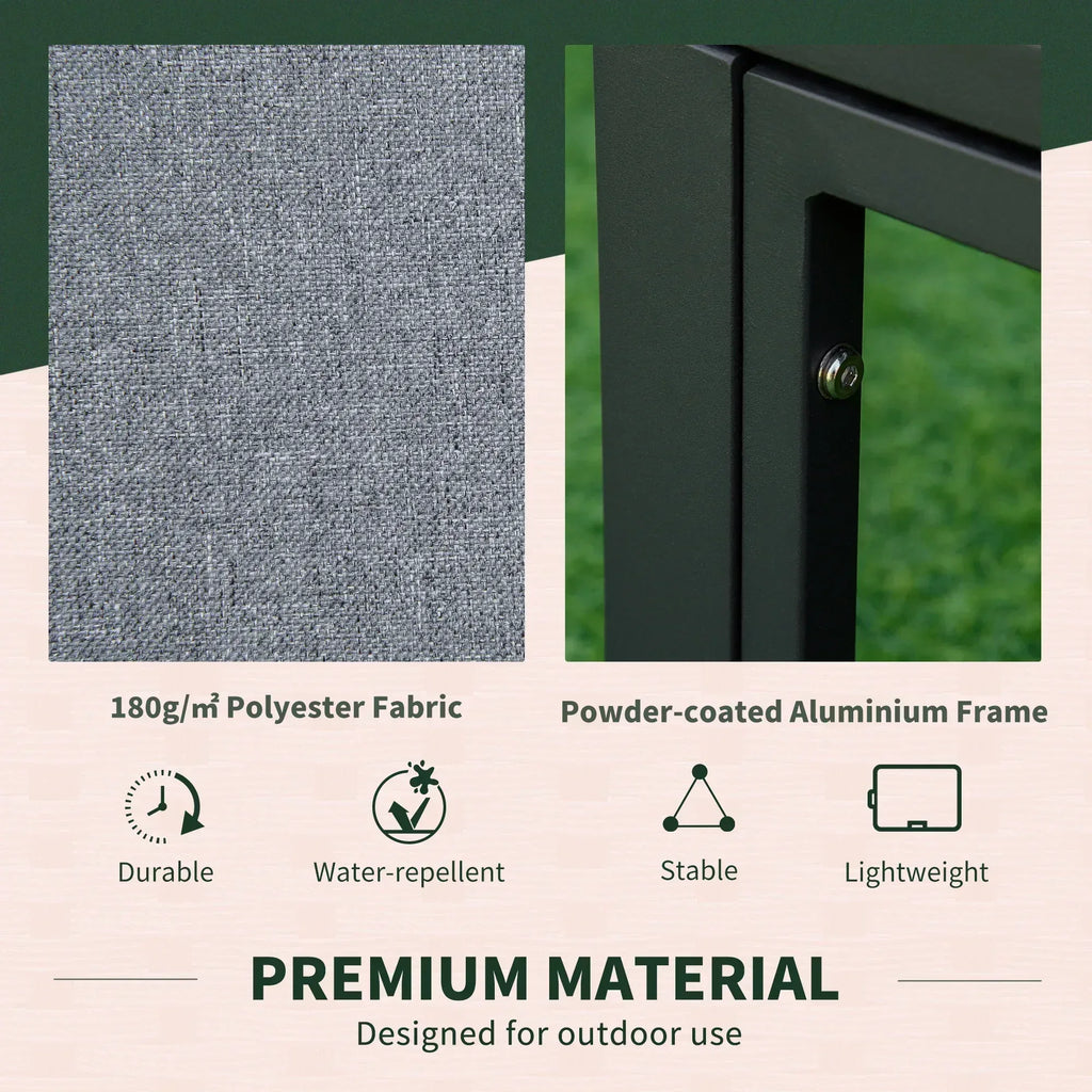 Garden Daybed, 6 Piece Outdoor Sectional Sofa Set, Aluminum Patio Conversation Furniture Set with Coffee Table, Footstool and Cushions, Grey - Bobobiy