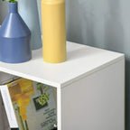 White top surface of a 9-cube storage unit with open cubby below