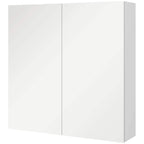 High-gloss white wall-mounted bathroom mirror cabinet with double doors