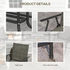 Outsunny Four Piece Metal Garden Sofa Set Mixed Brown