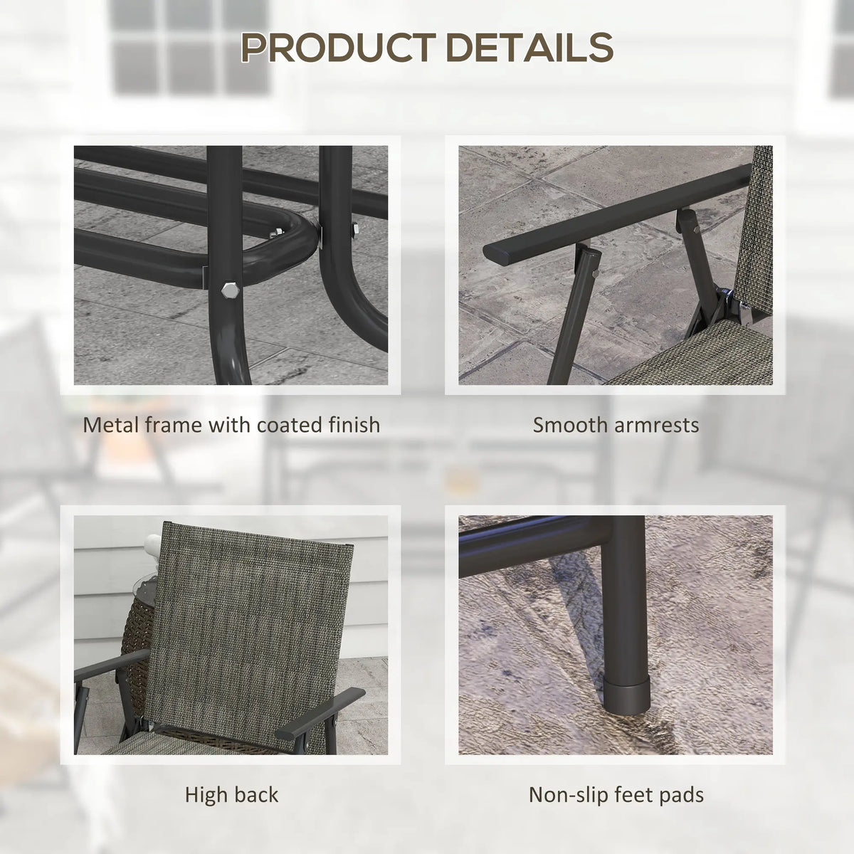 Outsunny Four Piece Metal Garden Sofa Set Mixed Brown