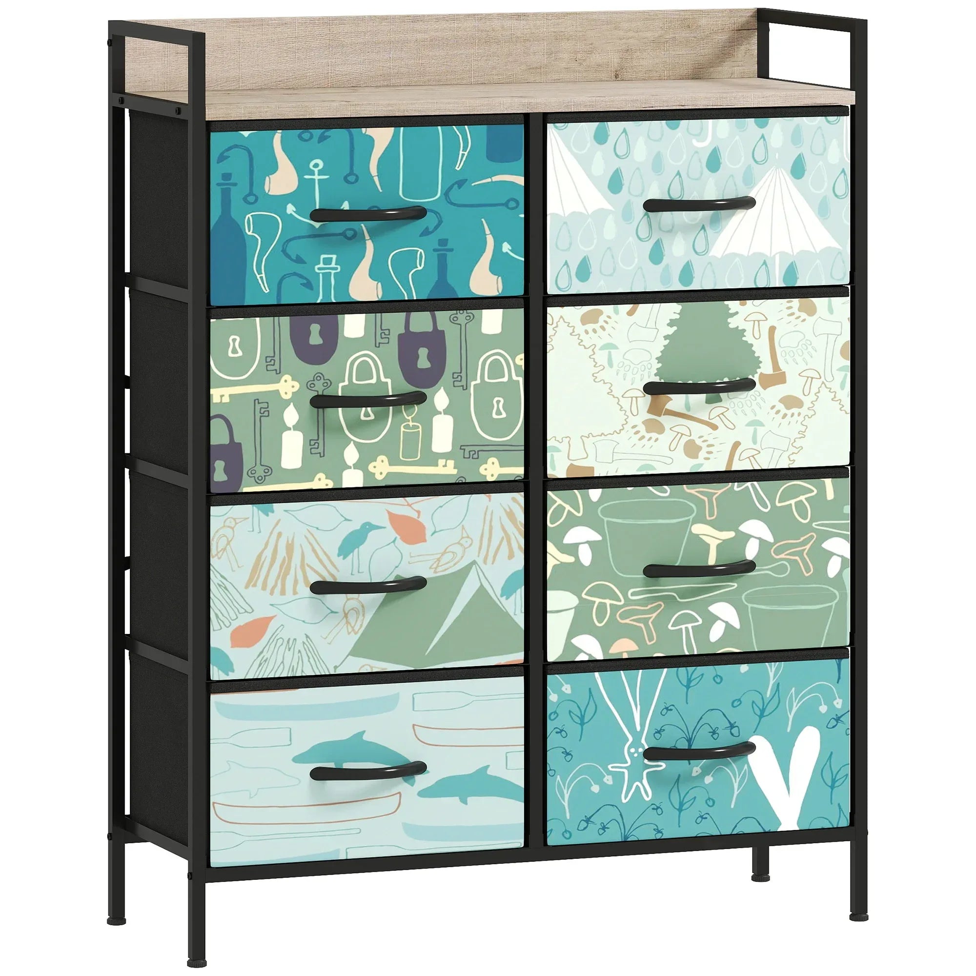 8-Drawer Chest of Drawers - Blue - Bobobiy