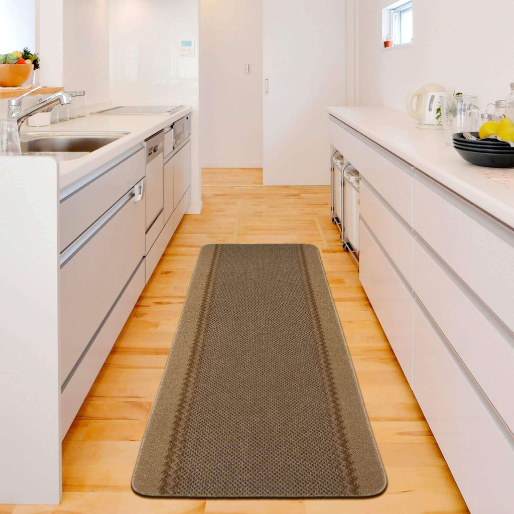 Washable Bordered Beige Rug  | 116B