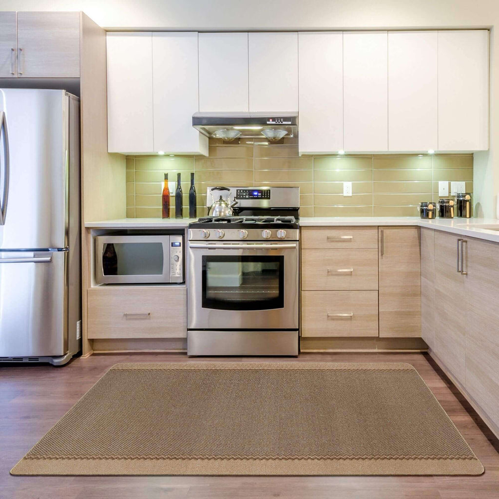 Washable Bordered Beige Rug  | 116B