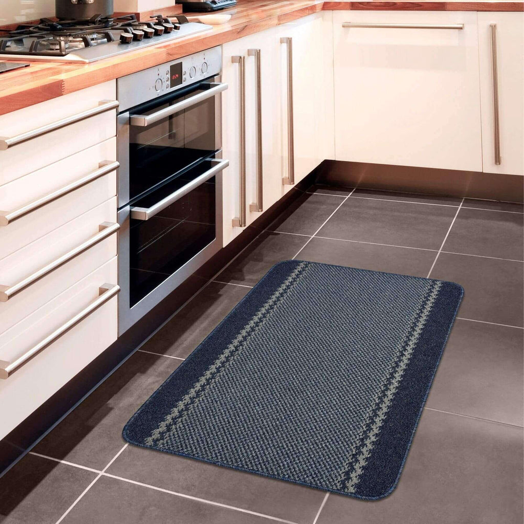 Washable Bordered Blue Rug  | 116Blu