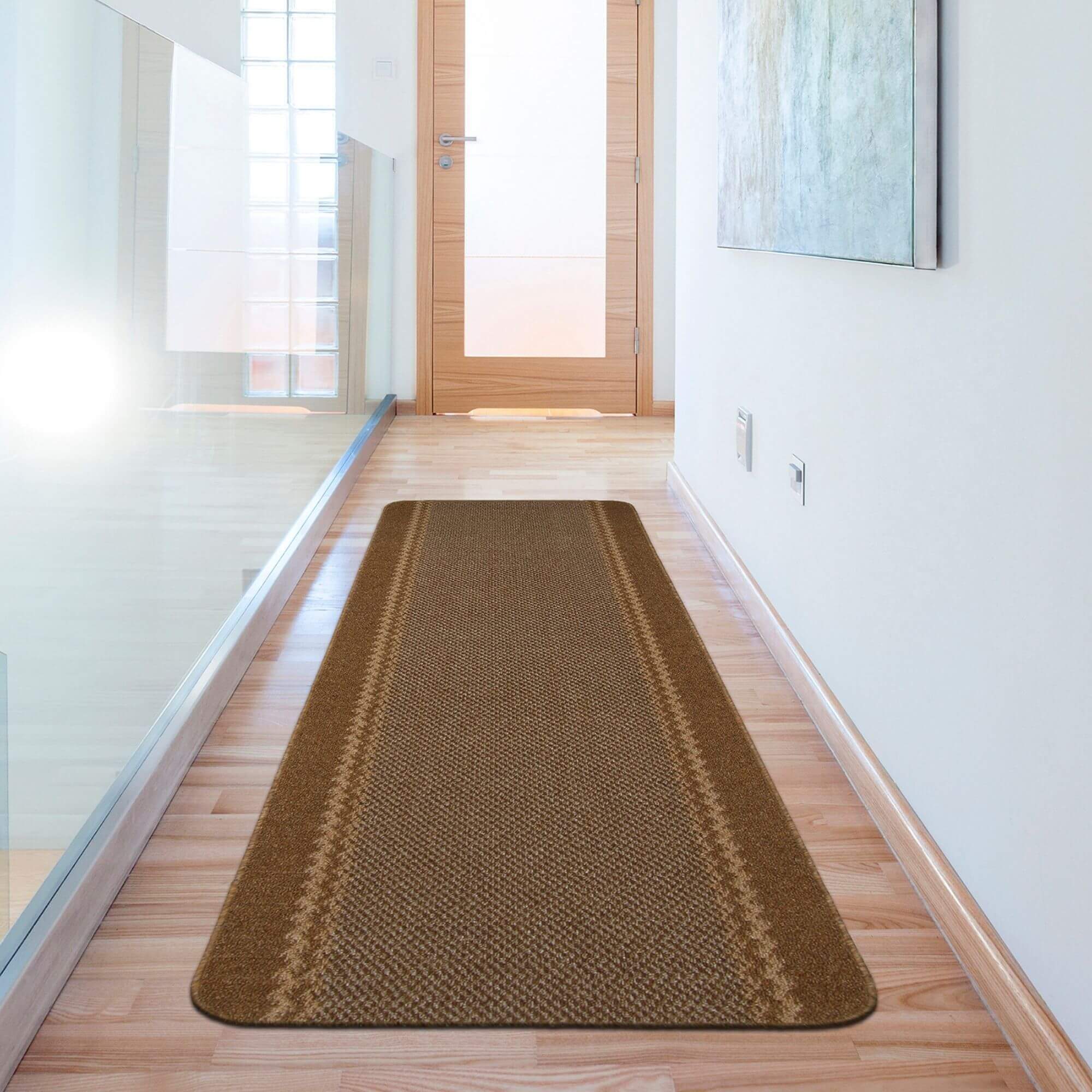 Washable Bordered Brown Rug | 116Br