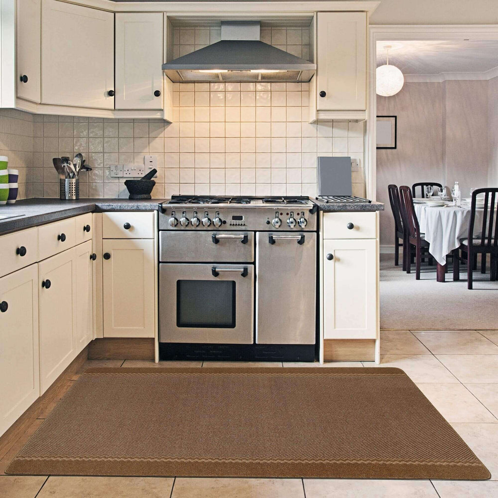 Washable Bordered Brown Rug | 116Br