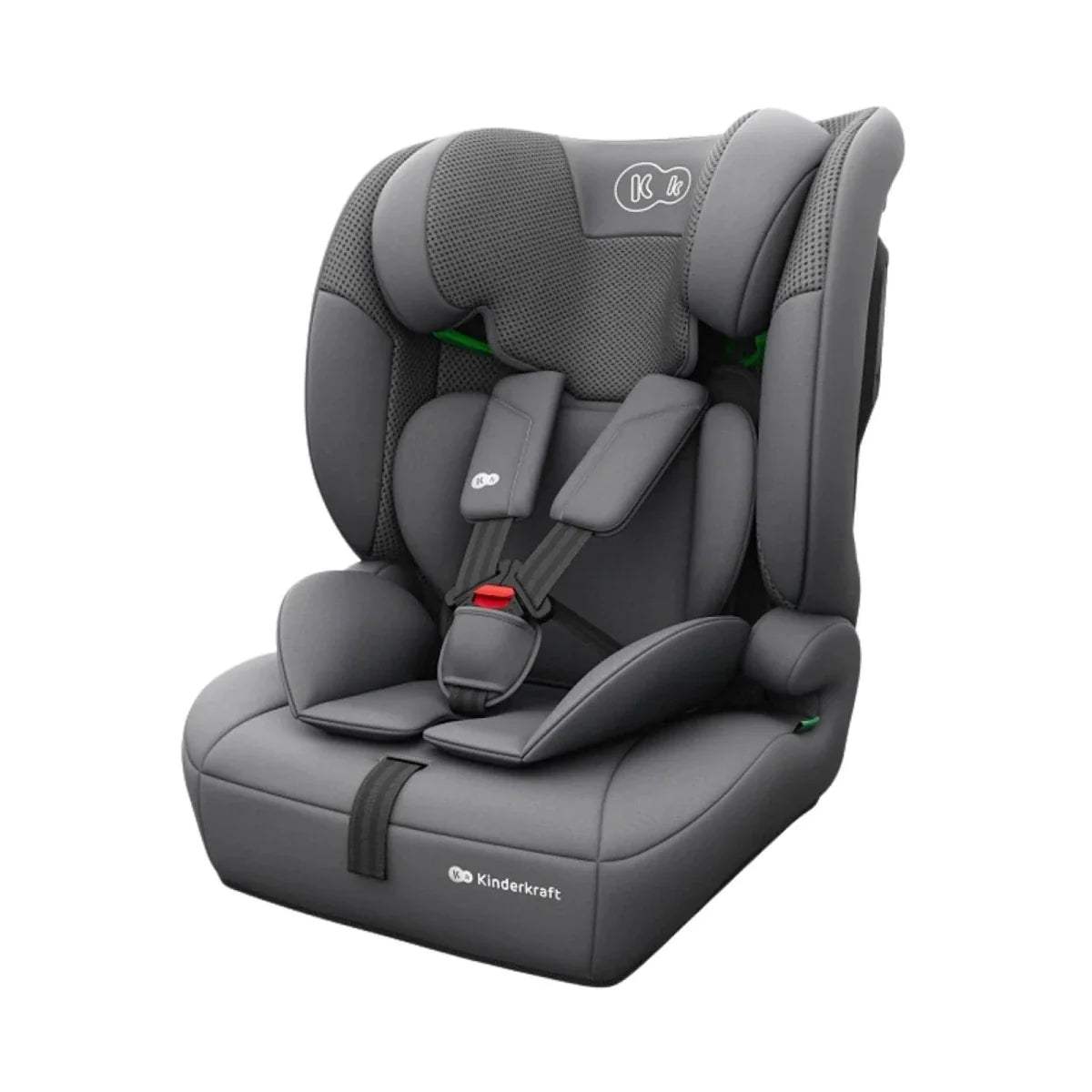 Grey i-Size group 1/2/3 car seat with padded headrest and side bolsters