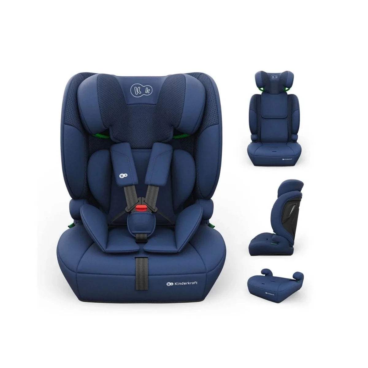 Navy i-Size car seat set with side headrest, harness, and detachable parts
