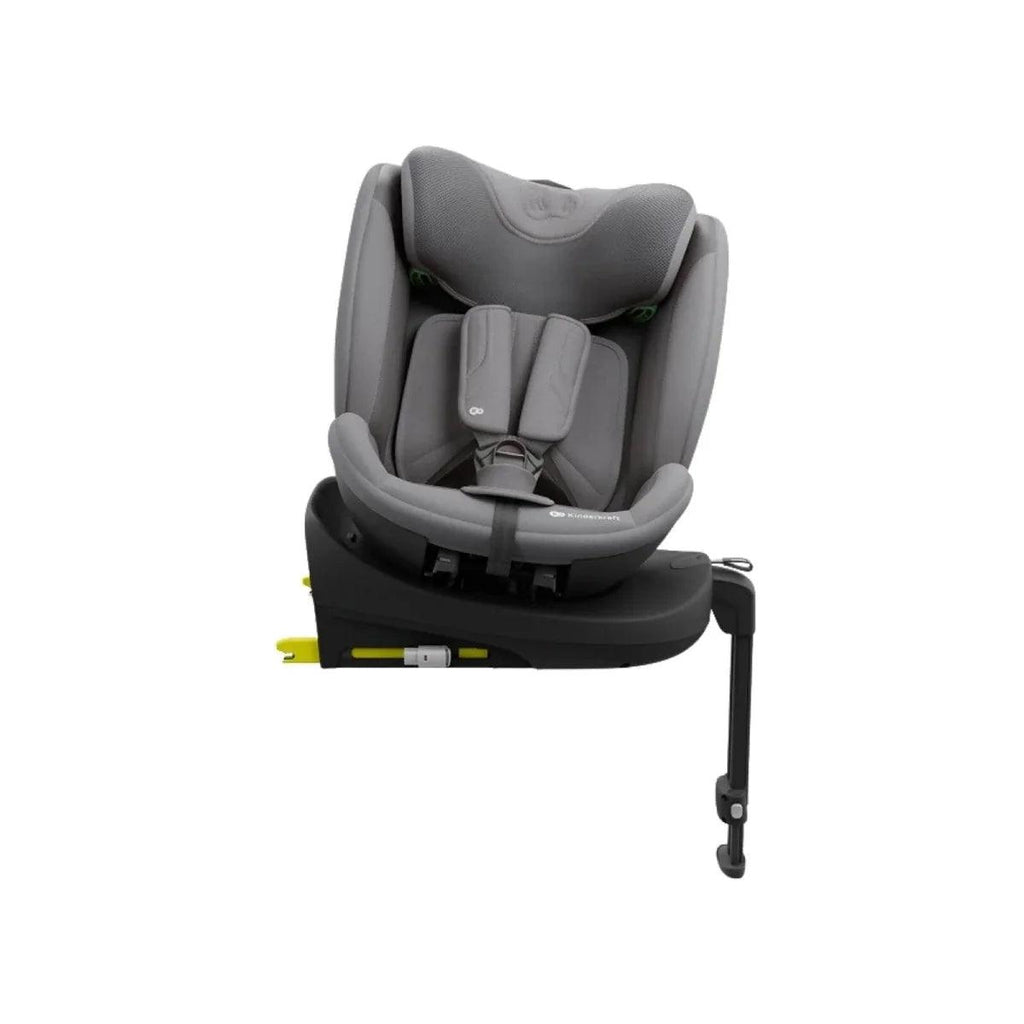 Grey child car seat with padded insert support and adjustable installation base