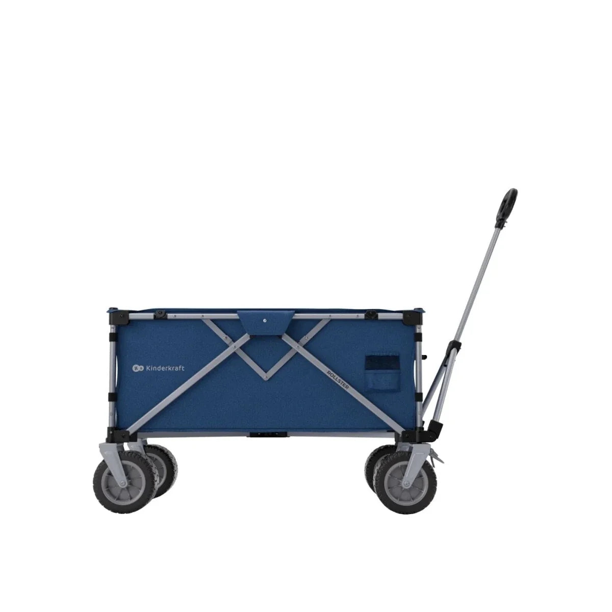 Night blue wagon with side panels, tall pull handle, and four wheels