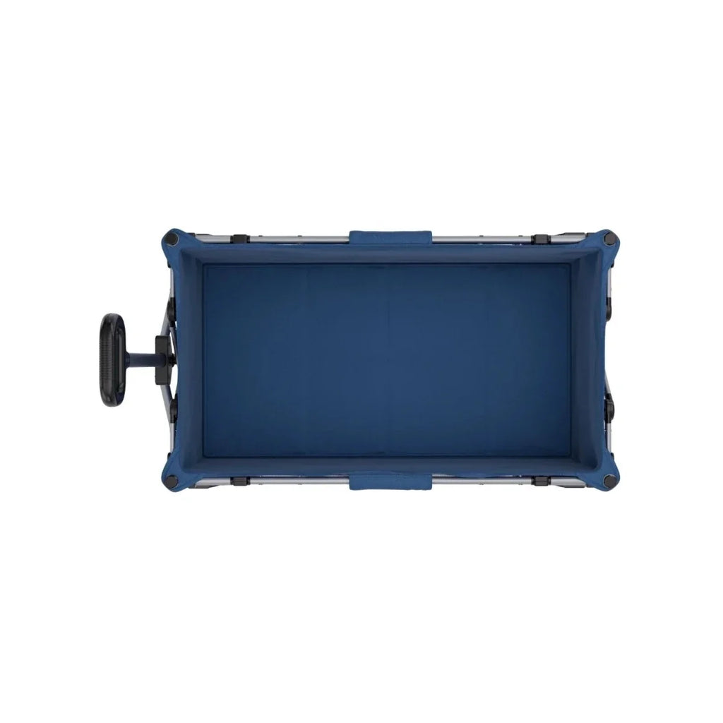 Night blue open-top storage tray on wheels with side hand grips