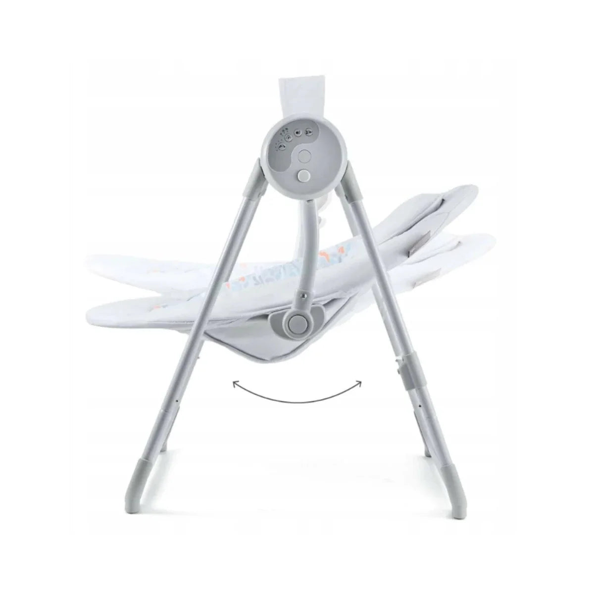 Grey electric baby rocker bouncer with adjustable seat angle and cushioned base