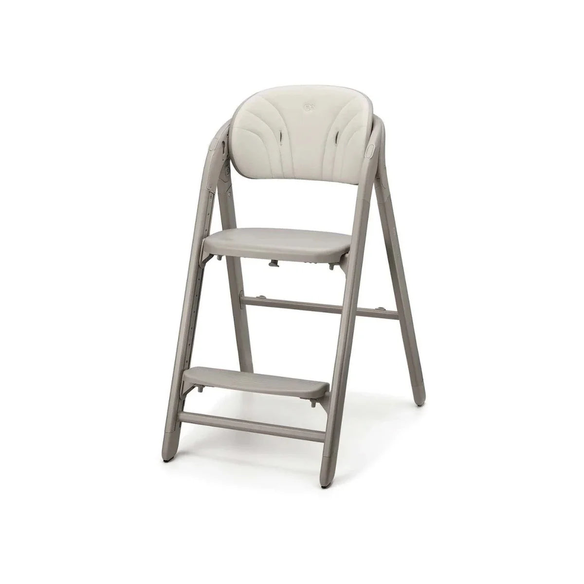 Beige 3-in-1 high chair from front with cushioned seat and raised backrest
