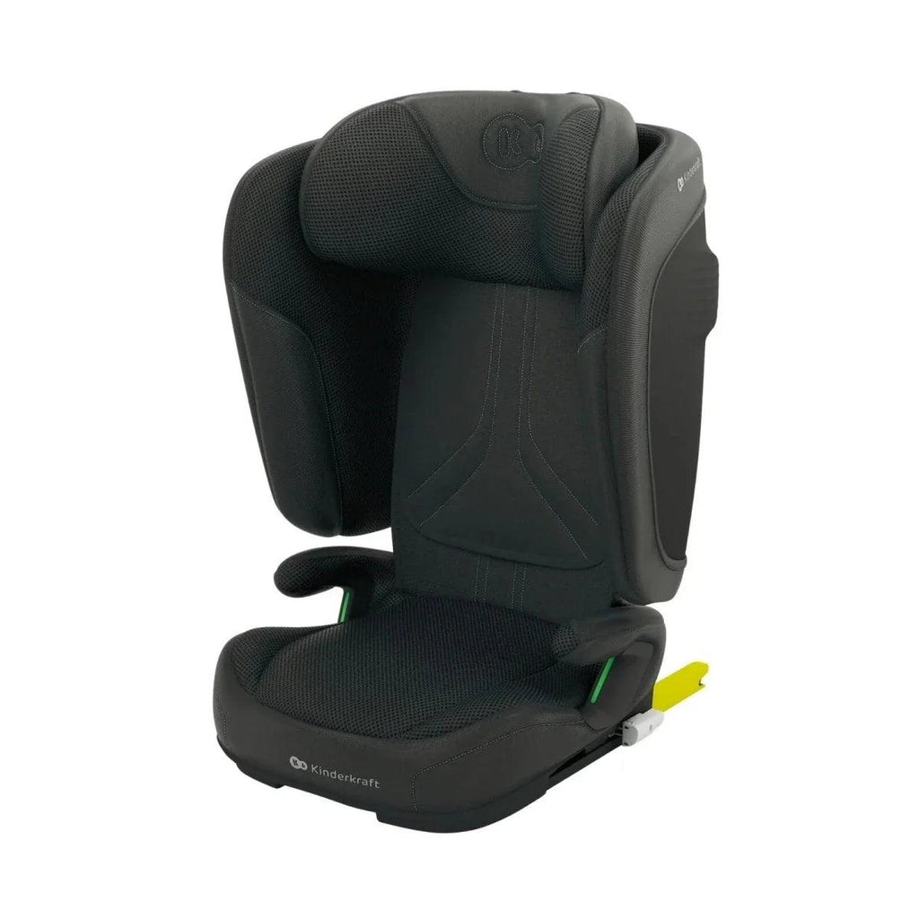 Black group 2/3 child car seat with padded headrest and side wings