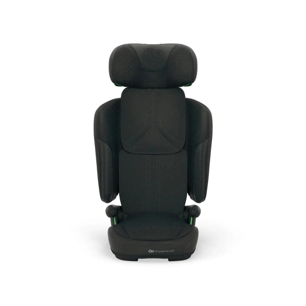 Black group 2/3 car seat rear view with padded headrest and side wings