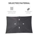 Dark grey parasol canopy with polyester fabric and wooden pole