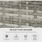 Grey PE rattan wicker weave panel texture