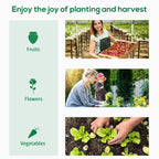 Greenhouse planting and harvest collage featuring fruits, flowers, and vegetables