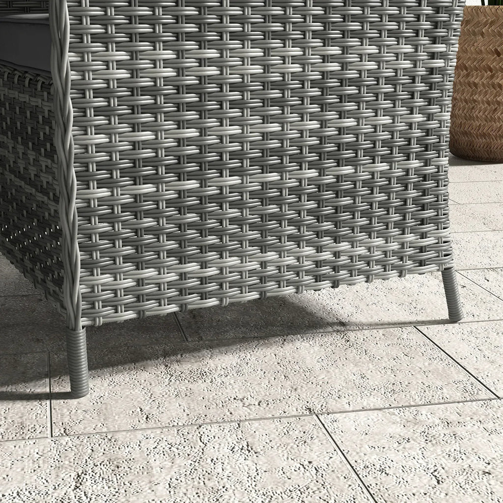 4 Seater Rattan Dining Set with Parasol & Cushions - Mixed Grey - Bobobiy