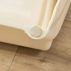 Close-up of beige pet stairs bottom foot and round end cap