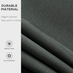 Dark grey woven awning fabric with textured surface and protective coating.