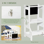 White 2-in-1 kids step stool with chalkboard and sturdy open-frame design