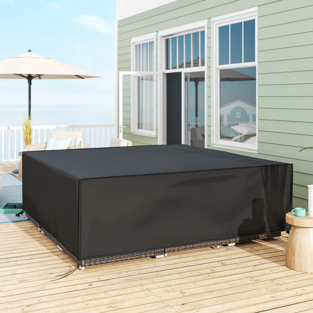 Outsunny Large Patio Garden Set Cover 600D Oxford Square Waterproof, 230 x 230 x 70cm, Black