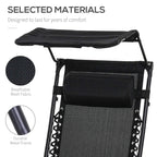 Black breathable mesh sun lounger with durable metal frame and padded canopy