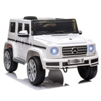 White kids electric ride-on car toy with Mercedes-style front grille and LED headlights