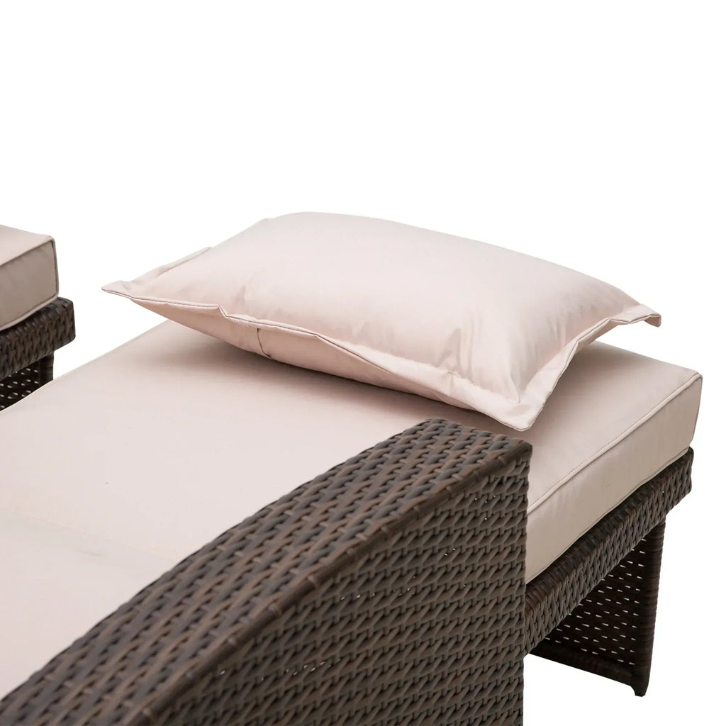 2-Seater Rattan Sofa Lounger Set-Brown - Bobobiy