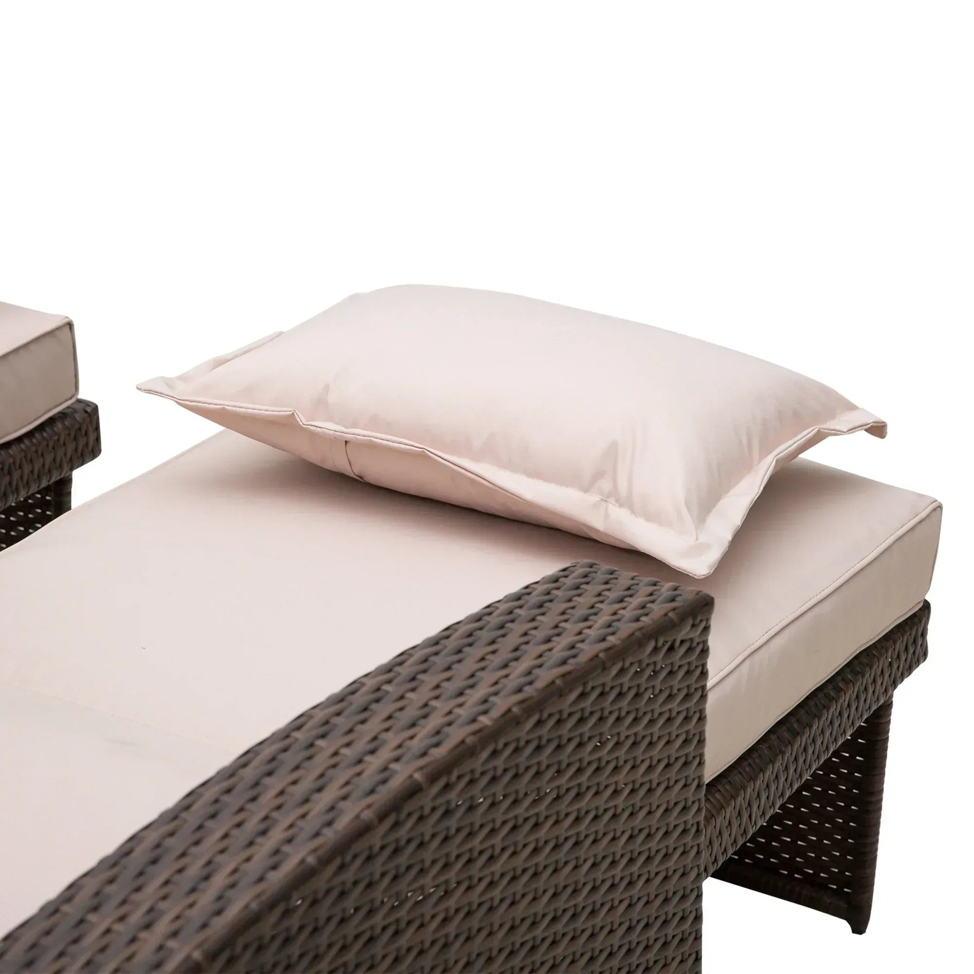 2-Seater Rattan Sofa Lounger Set-Brown - Bobobiy