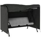 Dark grey three-seater swing chair cover with open front, seat cushion visible