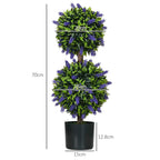 Artificial lavender flower ball tree in black pot, 70cm tall