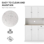 White freestanding kitchen cabinet with smooth surfaces for easy wiping and cleaning