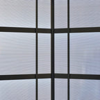 Black gazebo hardtop roof and wall panels with corrugated translucent surfaces