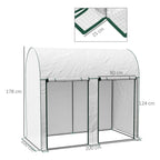 White walk-in greenhouse with green frame, mesh front doors, 200 x 100cm size shown