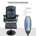 Black faux leather vibration massage swivel recliner chair with remote control.