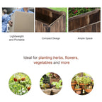 Wooden raised planter bed with open box design and dark carbonized boards