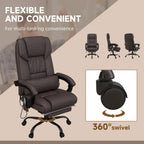 Brown massage office chair with recline, padded seat, and 360 swivel base