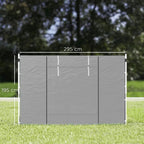 Light grey gazebo side panel with three vertical panels and reinforced top bar, size marked